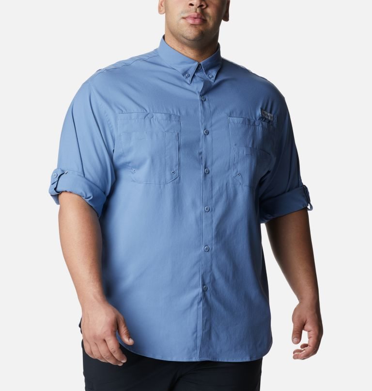 Men's Columbia PFG Tamiami II Long Sleeve Shirts Light Blue | Plus Size CA-U0543